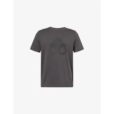 Moose Knuckles Chamblee Leaf Brand-print Cotton-jersey T-shirt In Gray