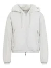 Moose Knuckles Plush Hooded Jacket With Zippered Pockets In White