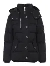 Moose Knuckles Padded Black Jacket With High Collar And Detachable Hood In Black