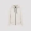 Moose Knuckles Logo Motif Plaque Zipped Hoodie In Neutral