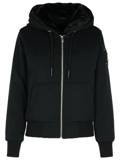 MOOSE KNUCKLES CLASSIC BUNNY' BLACK COTTON BLEND SWEATSHIRT