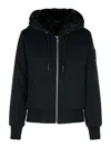 Moose Knuckles Logo-patch Faux-fur Hoodie In Negro