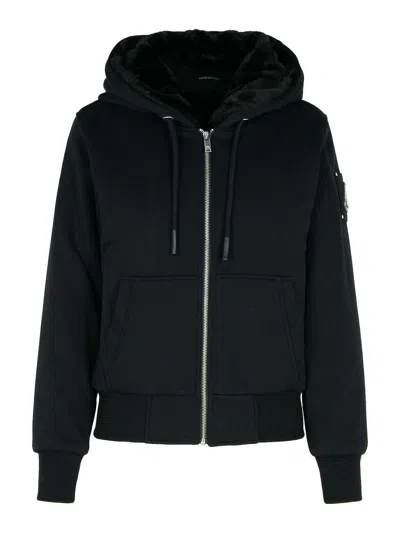 MOOSE KNUCKLES CLASSIC BUNNY BLACK COTTON BLEND SWEATSHIRT