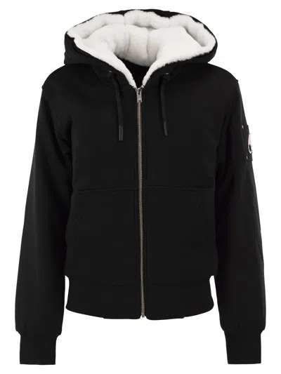 Moose Knuckles Classic Bunny - Hooded Sweatshirt With Faux Fur Lining In Black