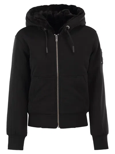 Moose Knuckles Classic Bunny - Hooded Sweatshirt With Faux Fur Lining In Black