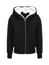 Moose Knuckles Plaque-detail Zip-fastening Jacket In Black W/white