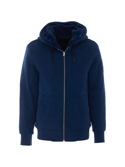 Moose Knuckles Classic Bunny Zip-up Hoodie In Blue
