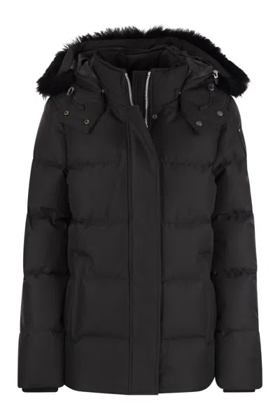 Moose Knuckles Cloud 3q - Down Jacket With Hood And Fur In Black