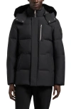 Moose Knuckles Cloud 3q Water Repellent Down Puffer Jacket With Removable Hood In Black