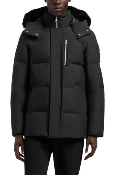 Moose Knuckles Cloud 3q Water Repellent Down Puffer Jacket With Removable Hood In Black