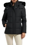 Moose Knuckles Cloud 800 Fill Power Down Puffer Jacket With Removable Genuine Shearling Trim In Animal Print