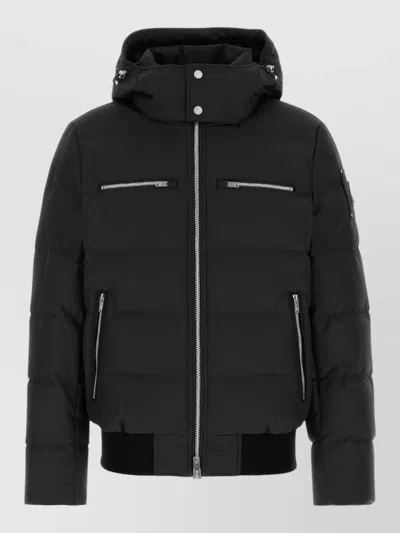 Moose Knuckles Cloud Bomber Down Jacket Hooded Quilting In Black