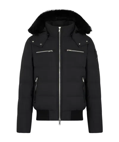 Moose Knuckles Cloud Shearing Bomber Jacket In Black