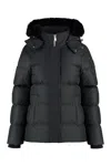 Moose Knuckles Cloud 3q 800 Fill Power Down Puffer Jacket With Removable Genuine Shearling Trim In Black