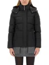 Moose Knuckles Cloud 3q 800 Fill Power Down Puffer Jacket With Removable Genuine Shearling Trim In Black