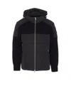 Moose Knuckles Hooded Jacket With Ribbed Texture And Zip Pockets In Black