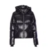 Moose Knuckles Hooded Padded Quilted Jacket With Zip Pockets In Black