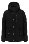 Moose Knuckles Forrestville Black Down Jacket With Fixed Hood And Logo Patch On The Sleeve In Cotton Blend Man In Black
