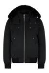 Moose Knuckles Shearling Trim Down Bomber Jacket In Black