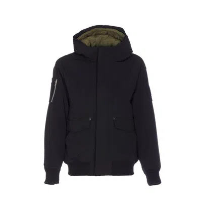 Moose Knuckles Mason Hooded Bomber Jacket In Black