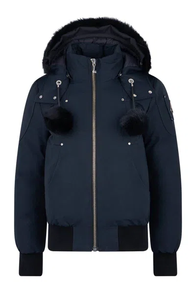 Moose Knuckles Long-sleeved Cotton Jacket In Blue