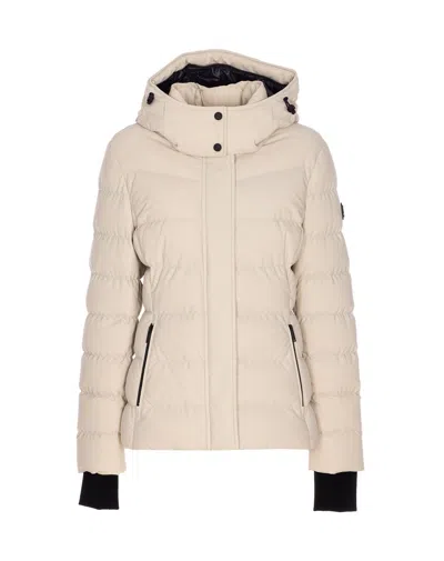 Moose Knuckles Hooded Padded Down Jacket In Neutral
