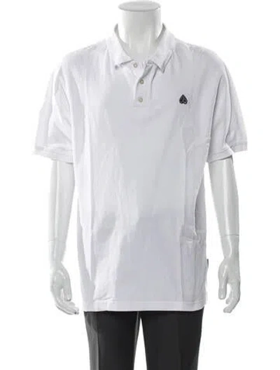 Pre-owned Moose Knuckles Collar Short Sleeve Polo Shirt In White