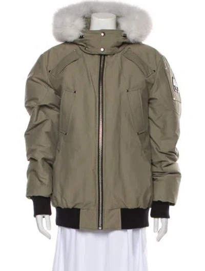 Pre-owned Moose Knuckles Colorblock Pattern Down Jacket In Green