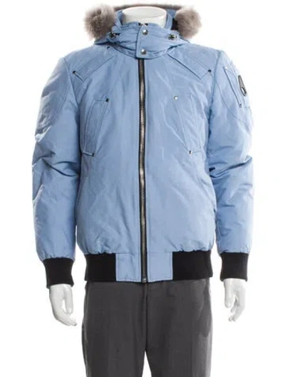 Pre-owned Moose Knuckles Colorblock Pattern Windbreaker In Blue