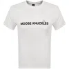 Moose Knuckles 'conway' White Crewneck T-shirt With Logo Lettering Print On The Front