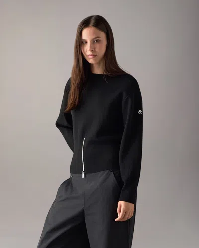 Moose Knuckles Corner Crewneck Knit Sweatshirt In Black