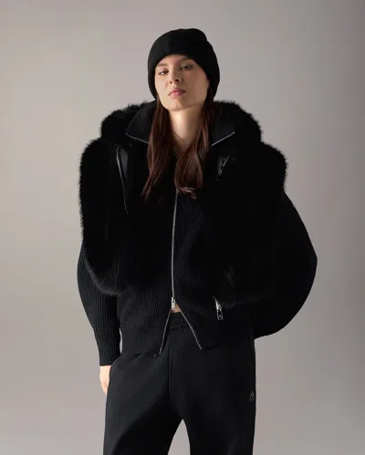 Moose Knuckles Cosmo Faux Fur Vest In Black