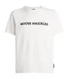 Moose Knuckles 'conway' White Crewneck T-shirt With Logo Lettering Print On The Front In White