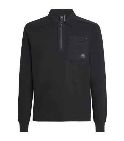 Moose Knuckles Cotton Dalon Polo Shirt In Black