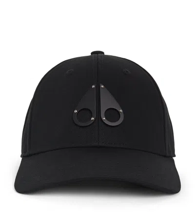 Moose Knuckles Cotton Logo Baseball Cap In Black