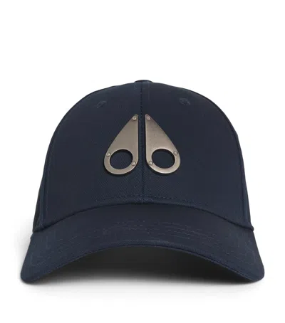 Moose Knuckles Cotton Logo Baseball Cap In Navy
