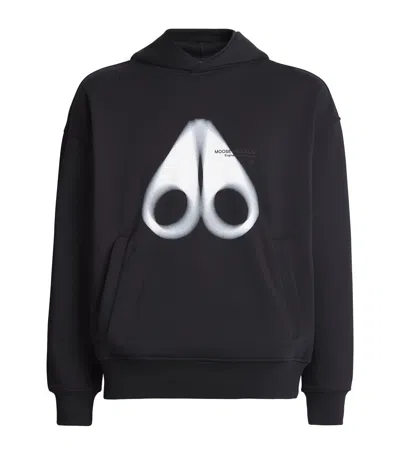 Moose Knuckles Cotton Logo Print Maurice Hoodie In Black