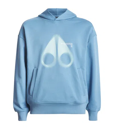 Moose Knuckles Cotton Logo Print Maurice Hoodie In Blue