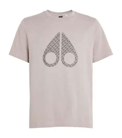 Moose Knuckles Cotton Repeat Logo T-shirt In Grey