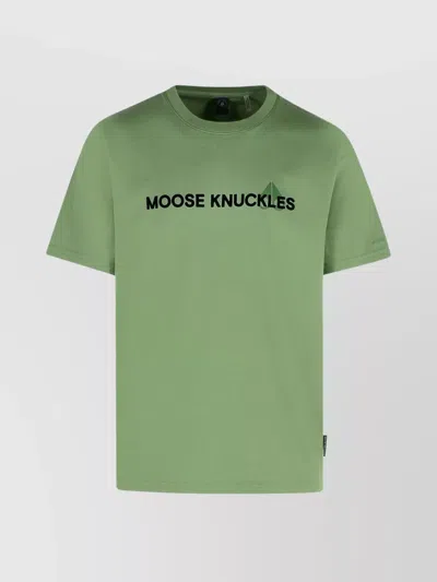 Moose Knuckles Cotton T-shirt Neck Sleeves Hem In Green