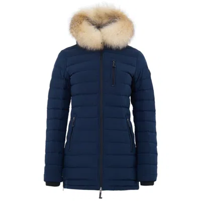Moose Knuckles Lightweight Padded Jacket In Blue With Neckline