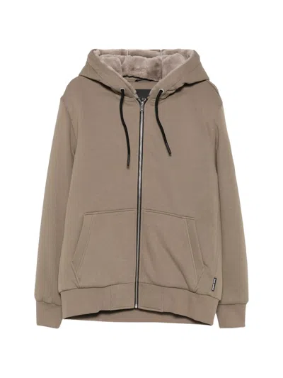 Moose Knuckles Cotton-blend Classic Bunny Plush-lined Zip-up Hoodie In Brown