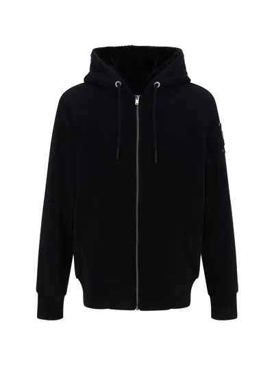 Moose Knuckles Cotton-blend Hooded Hoodie In Black