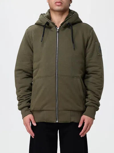 Moose Knuckles Cotton-blend Hooded Zip-up Sweatshirt With Kangaroo Pocket In Green