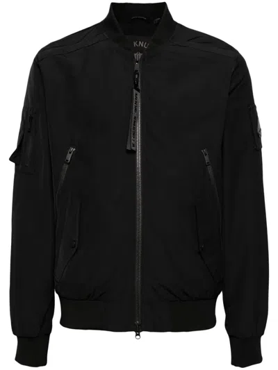 Moose Knuckles Courville Logo-appliqué Bomber Jacket In Schwarz 1