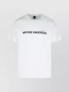 Moose Knuckles 'conway' White Crewneck T-shirt With Logo Lettering Print On The Front