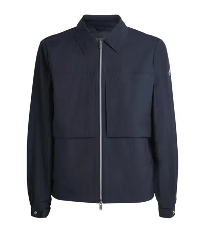 Moose Knuckles Crinkled Nylon Waverly Overshirt In Navy