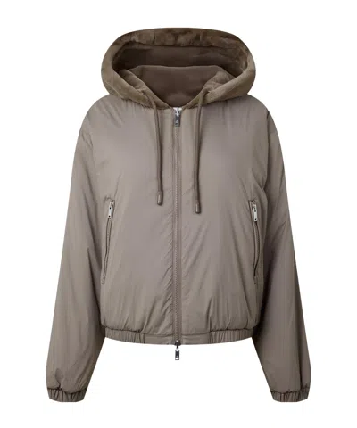 Moose Knuckles Cropped Hooded Jacket In Gray
