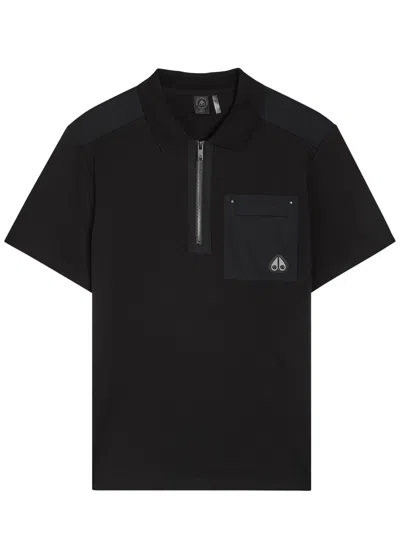 Moose Knuckles Dalon Panelled Piqué Cotton Polo Shirt In Black