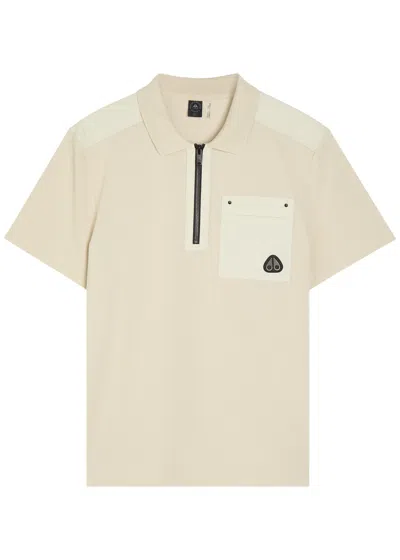 Moose Knuckles Dalon Panelled Piqué Cotton Polo Shirt In Neutral